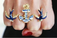 anillo doble golondrina con ancla